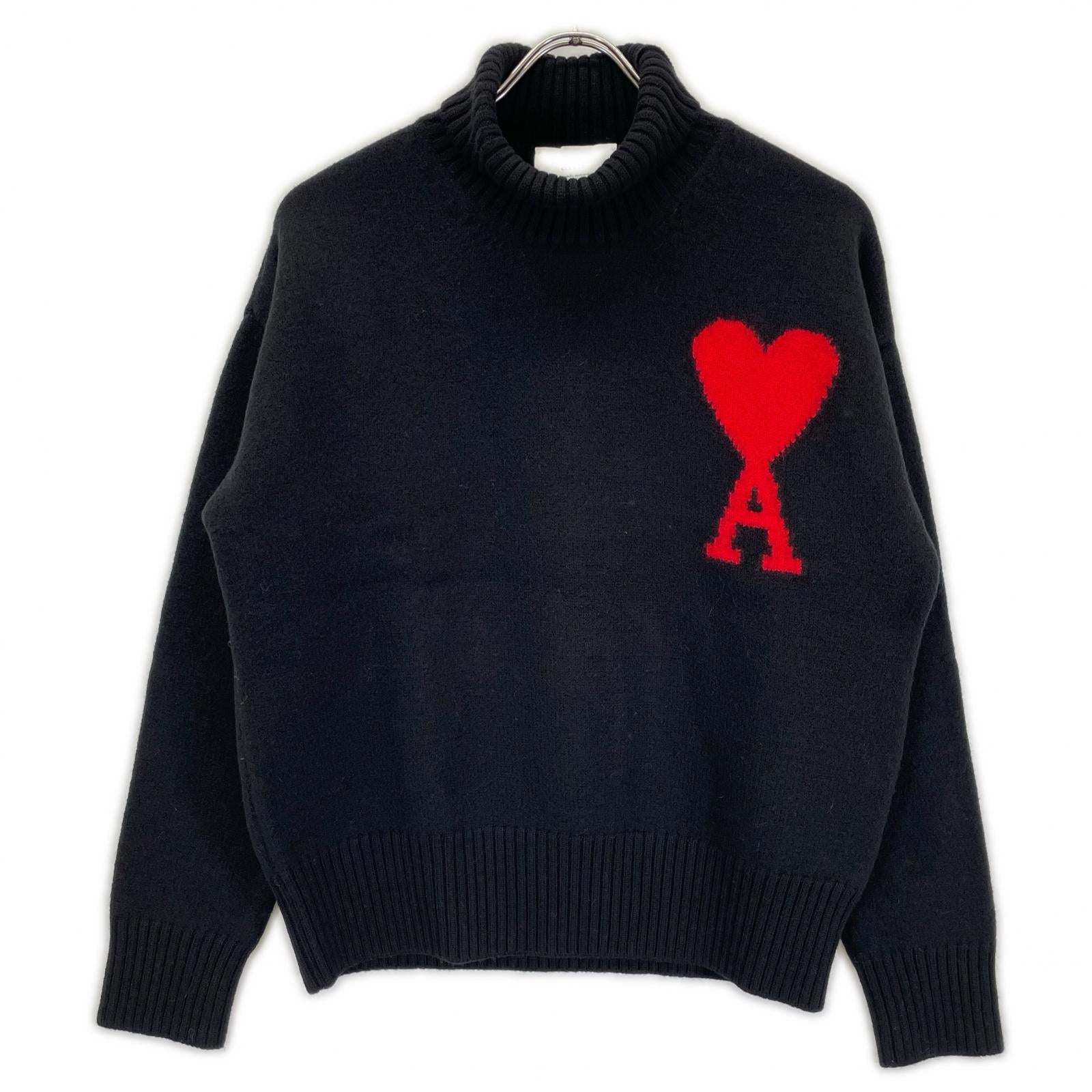 AMI PARIS アミパリス ブラック ロゴ ハイネックニット トップス