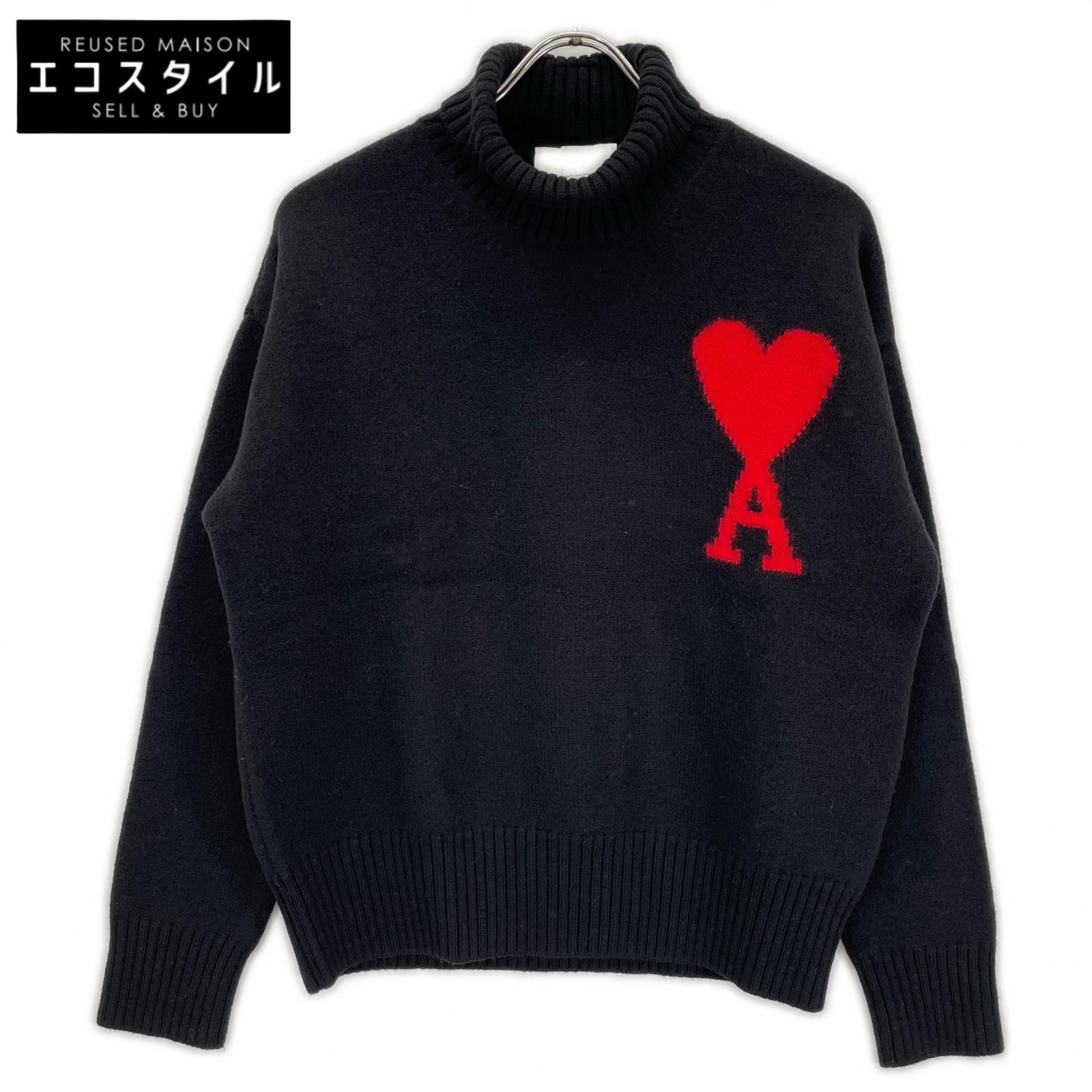 AMI PARIS アミパリス ブラック ロゴ ハイネックニット トップス