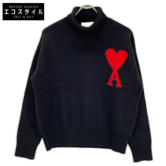 AMI PARIS アミパリス ブラック ロゴ ハイネックニット トップス