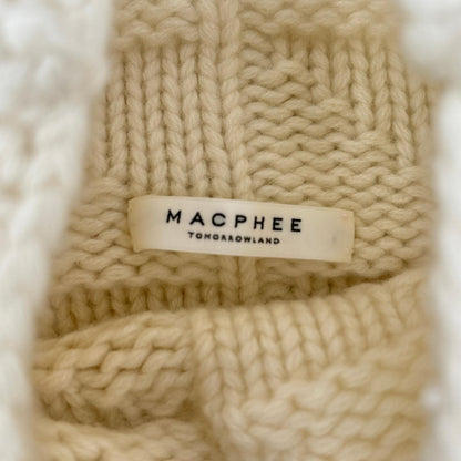 MACPHEE マカフィー アイボリー ラムカシミヤスクエアパターン ビルドネックプルオーバー トップス