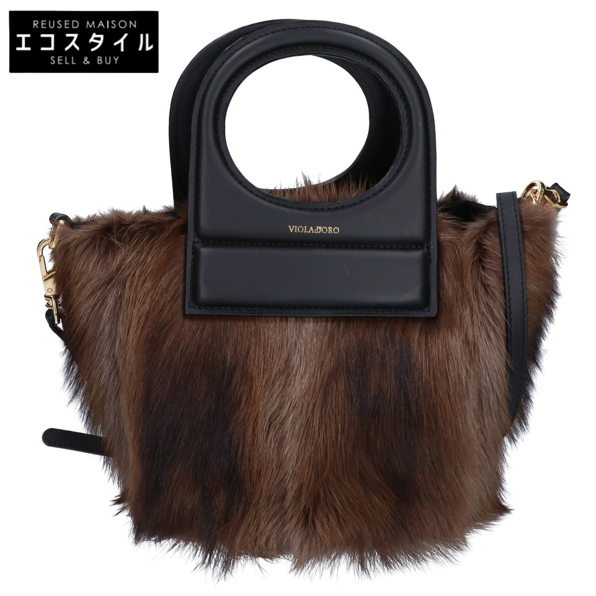 VIOLAd'ORO ヴィオラドーロ 【美品】FITCH ファー 2WAYショルダー ハンドバッグ