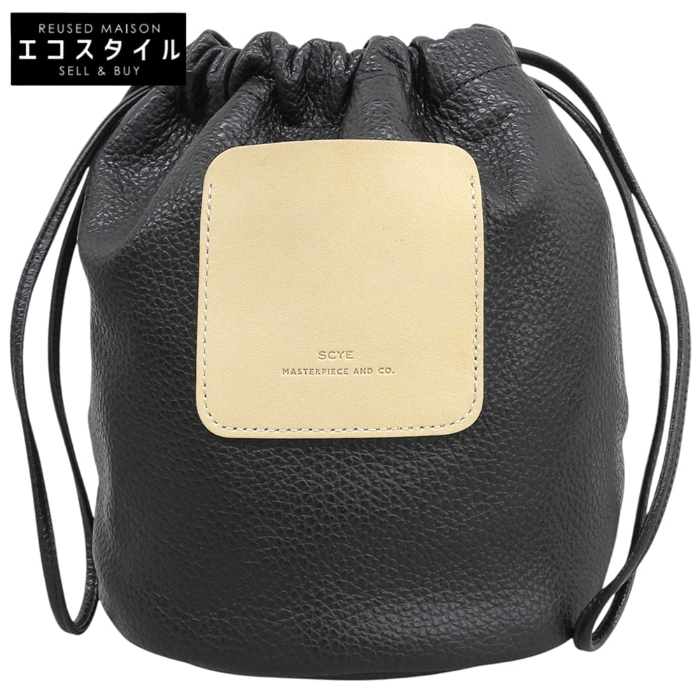 sai PARIS サイ 美品 ドローストリング バッグ ハンドバッグ レディース シュリンクレザー ブラック ハンドバッグ