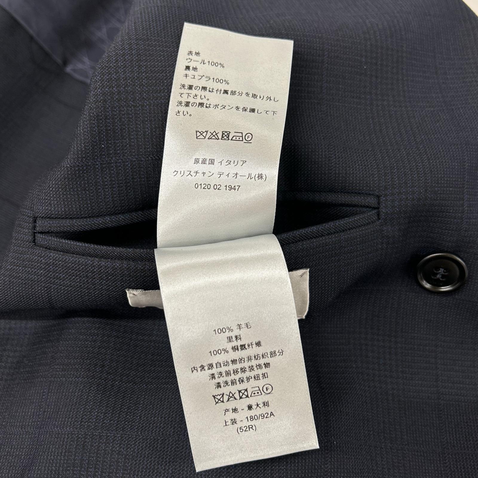 DIOR ディオール 113C278A5465 ネイビー グレンチェック ブローチ付き テーラードジャケット ジャケット