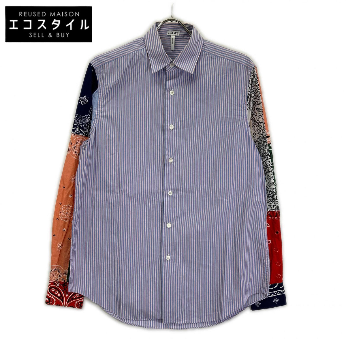 LOEWE ロエベ 19年製 Multicolor Bandana-Sleeve Striped Shirt Tops
