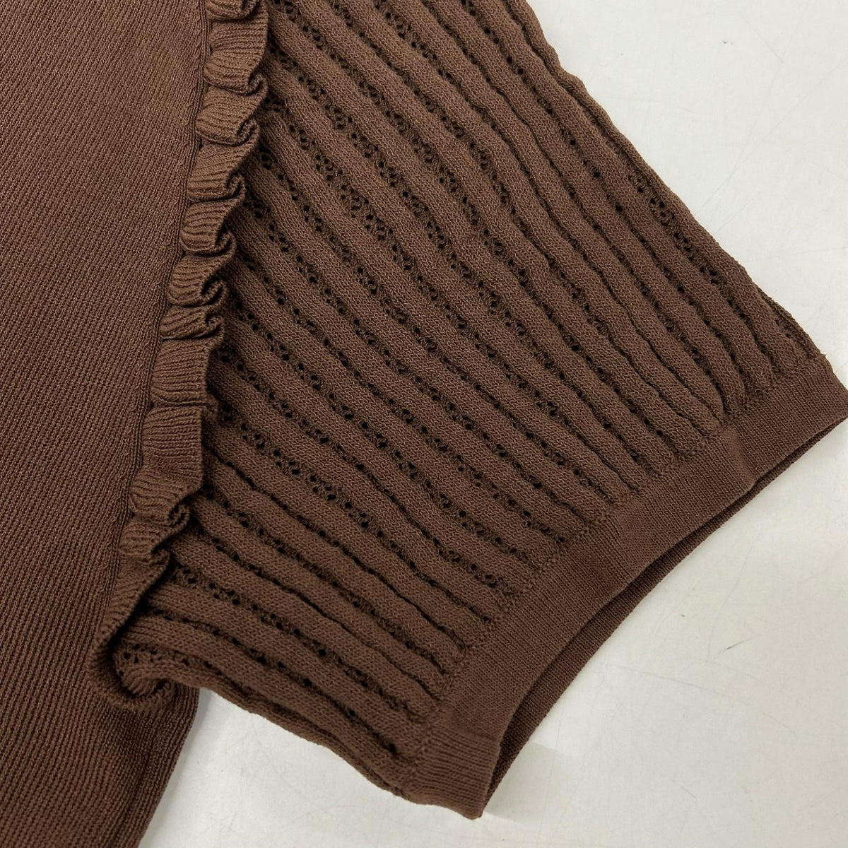 ANAYI アナイ 26年製 ブラウン プチフリルスリーブ プルオーバー トップス