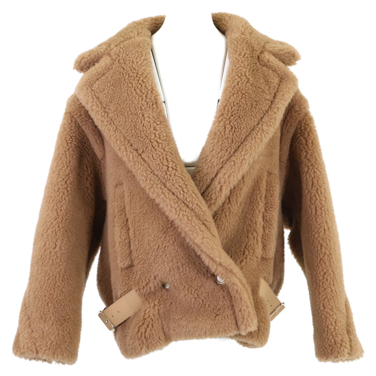 Max Mara Max Mara New / Officially Sold in Japan 23108608336 Teddy Bear Camel x Silk Side-Belt Short Coat