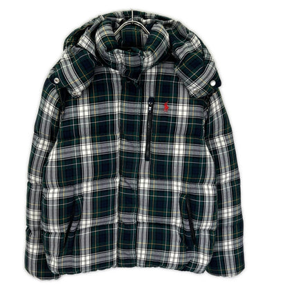 POLObyRalphLauren ポロラルフローレン グリーン チェック柄 フード付き キルテッド ダウンジャケット ジャケット