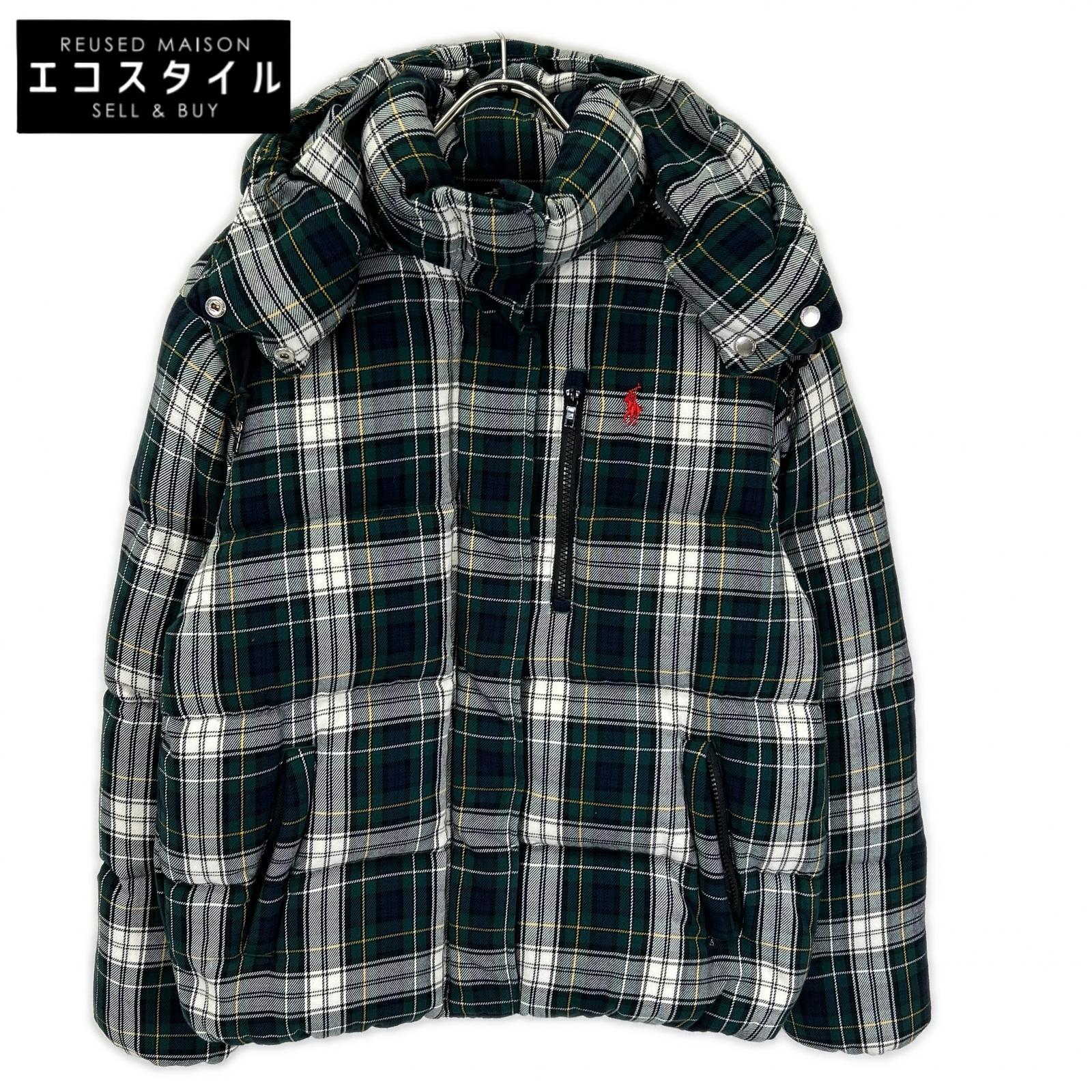 POLObyRalphLauren ポロラルフローレン グリーン チェック柄 フード付き キルテッド ダウンジャケット ジャケット