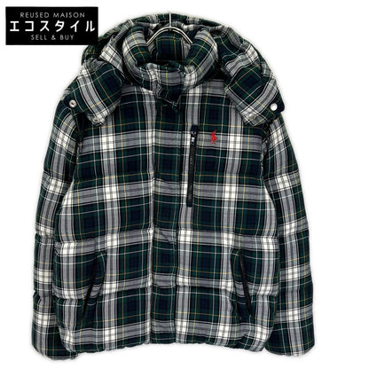 POLObyRalphLauren ポロラルフローレン グリーン チェック柄 フード付き キルテッド ダウンジャケット ジャケット