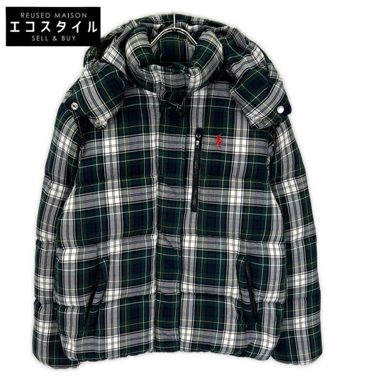 POLObyRalphLauren ポロラルフローレン グリーン チェック柄 フード付き キルテッド ダウンジャケット ジャケット