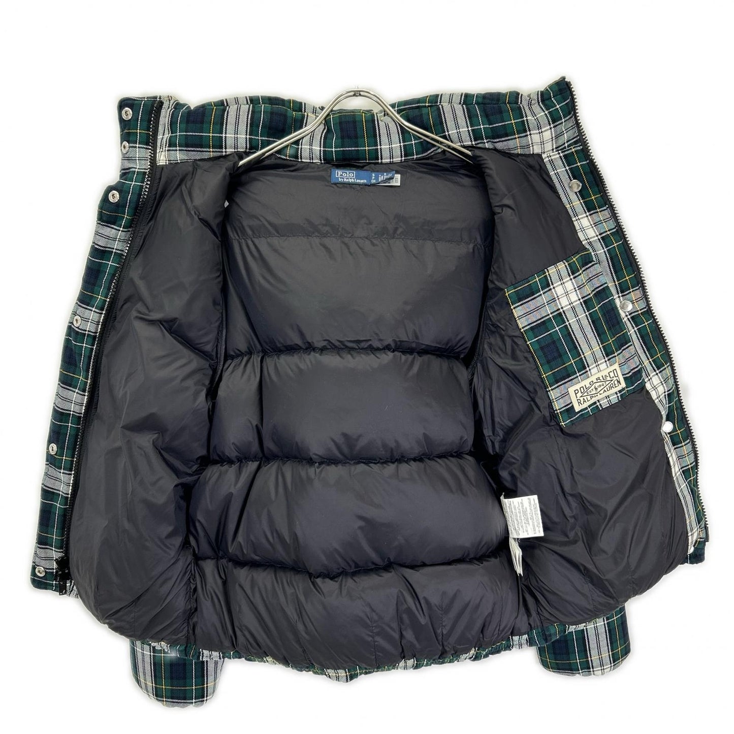 POLObyRalphLauren ポロラルフローレン グリーン チェック柄 フード付き キルテッド ダウンジャケット ジャケット