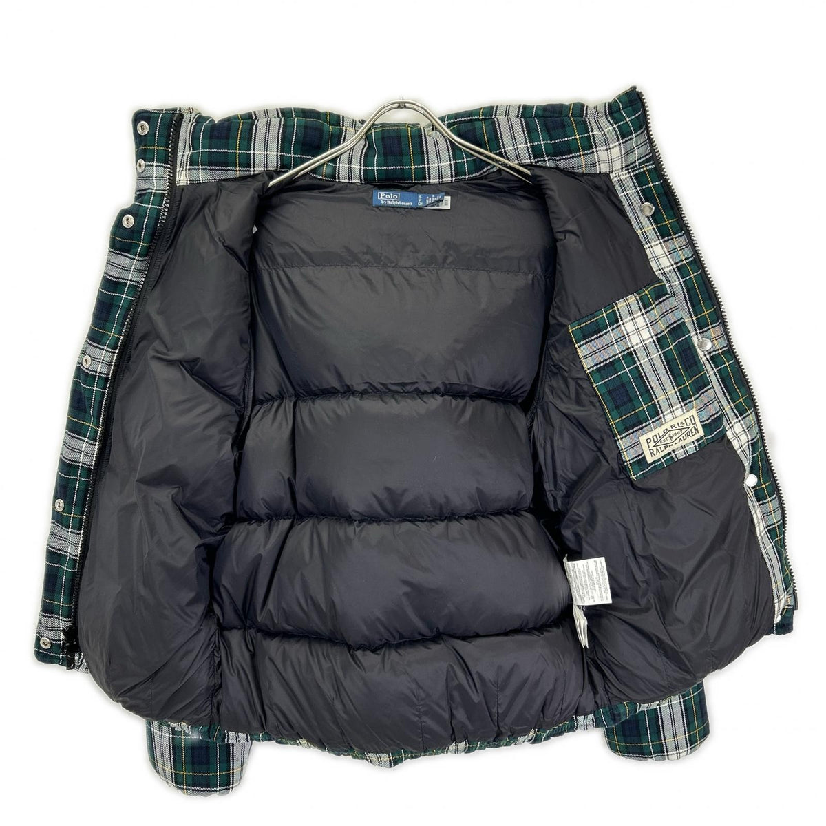 POLObyRalphLauren ポロラルフローレン グリーン チェック柄 フード付き キルテッド ダウンジャケット ジャケット