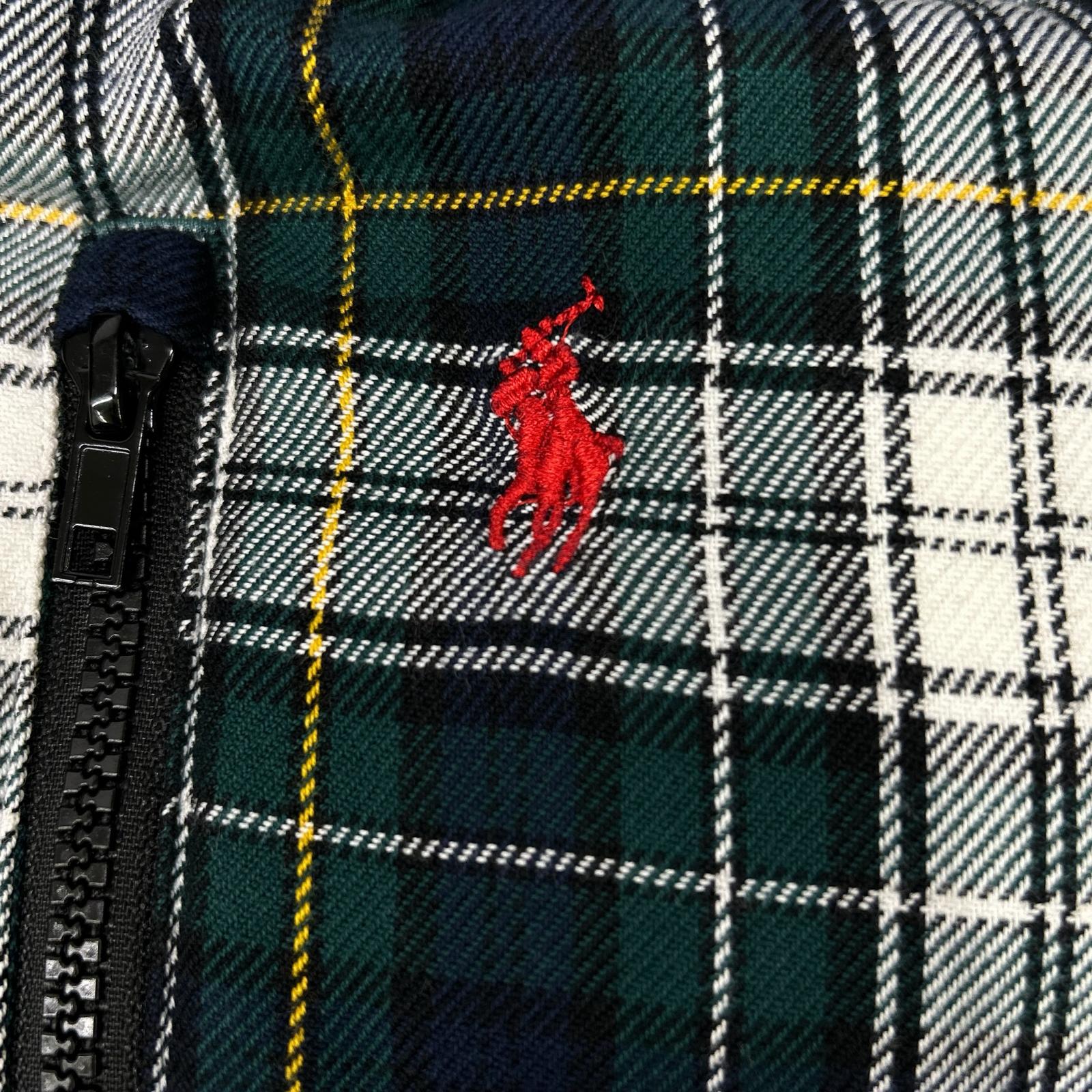 POLObyRalphLauren ポロラルフローレン グリーン チェック柄 フード付き キルテッド ダウンジャケット ジャケット