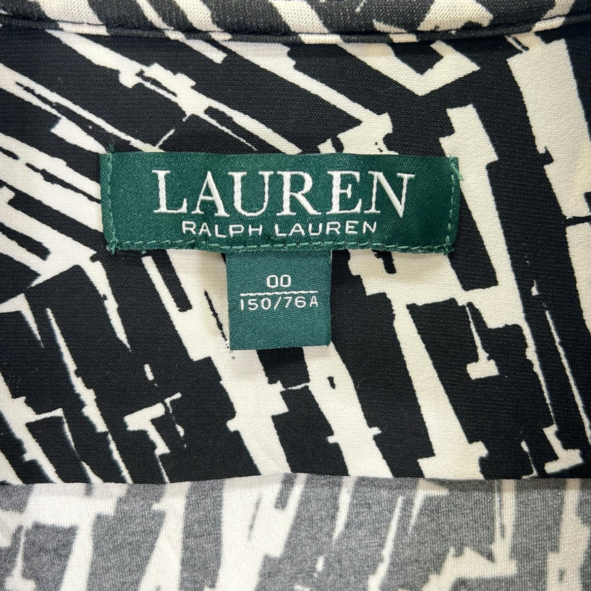 LAUREN RALPH LAUREN ローレン ラルフローレン ブラック×ホワイト 総柄 ロングカーディガン トップス