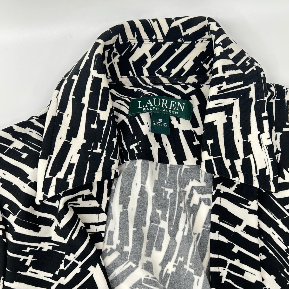 LAUREN RALPH LAUREN ローレン ラルフローレン ブラック×ホワイト 総柄 ロングカーディガン トップス
