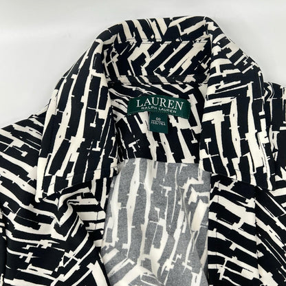 LAUREN RALPH LAUREN ローレン ラルフローレン ブラック×ホワイト 総柄 ロングカーディガン トップス