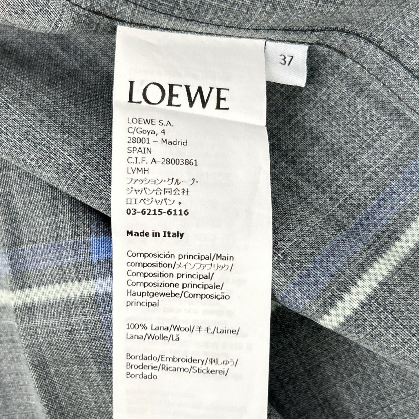 LOEWE ロエベ H526Y05X88 グリーン×ブラウン アナグラム チェック ショートスリーブシャツ トップス