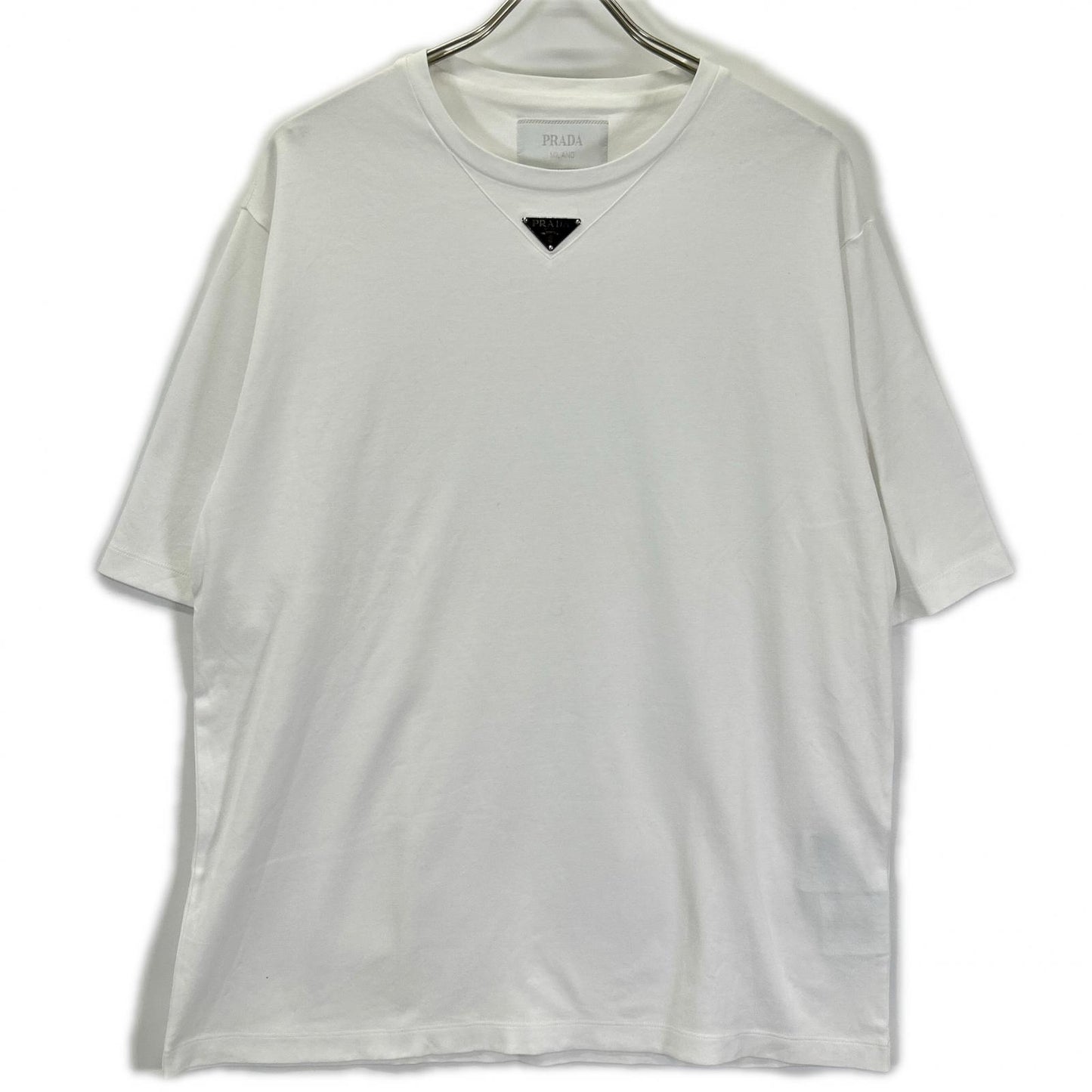 PRADA プラダ UJN861 ホワイト ロゴプレート付き Tシャツ トップス