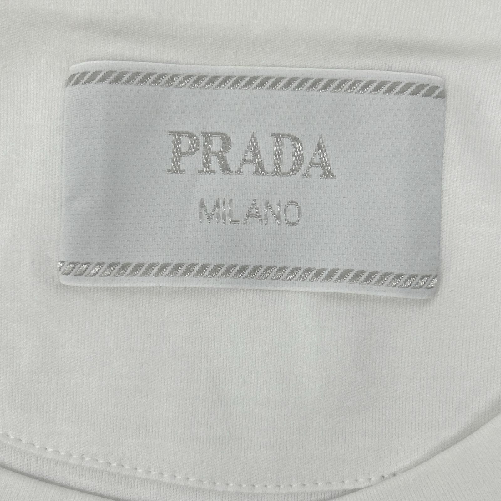 PRADA プラダ UJN861 ホワイト ロゴプレート付き Tシャツ トップス