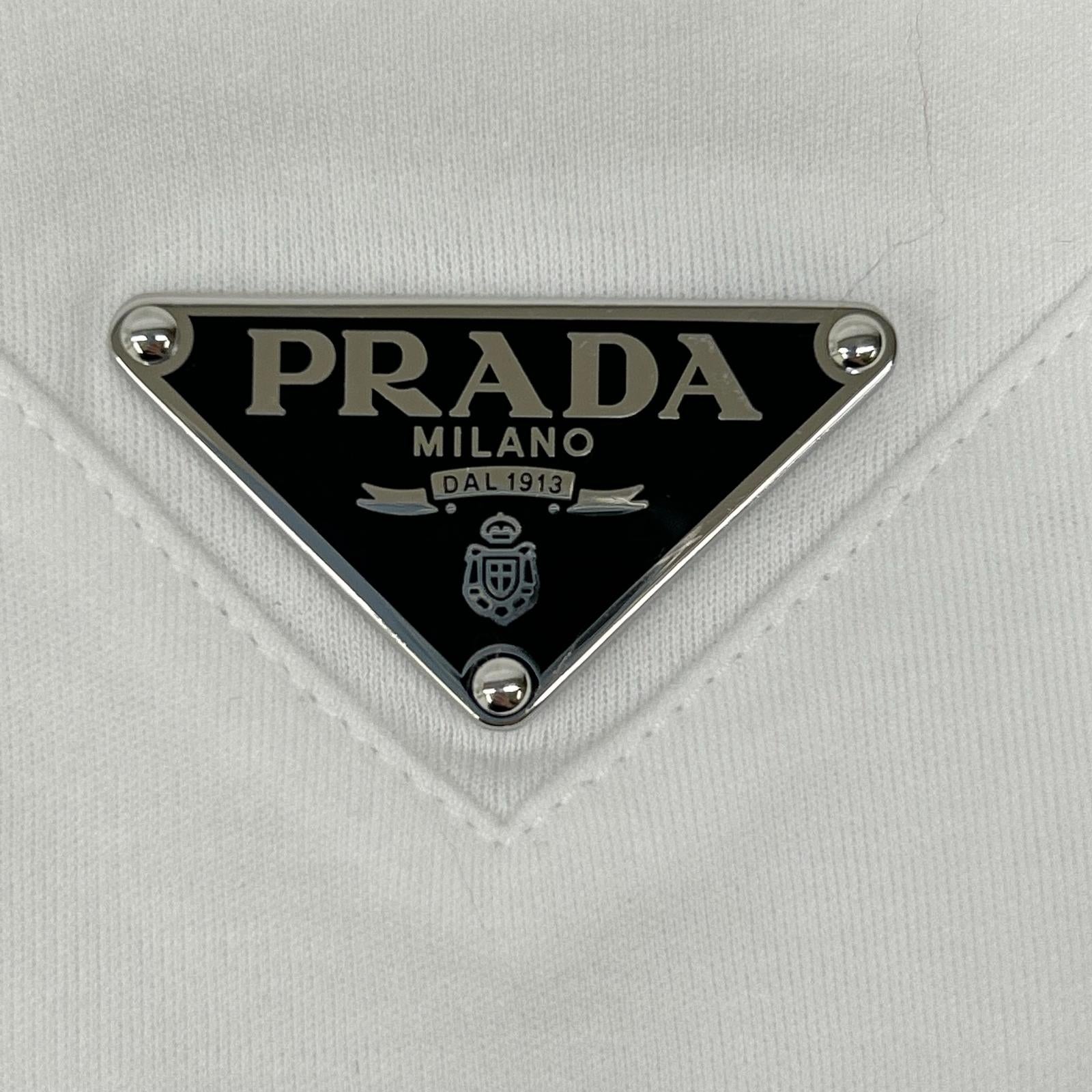 PRADA プラダ UJN861 ホワイト ロゴプレート付き Tシャツ トップス