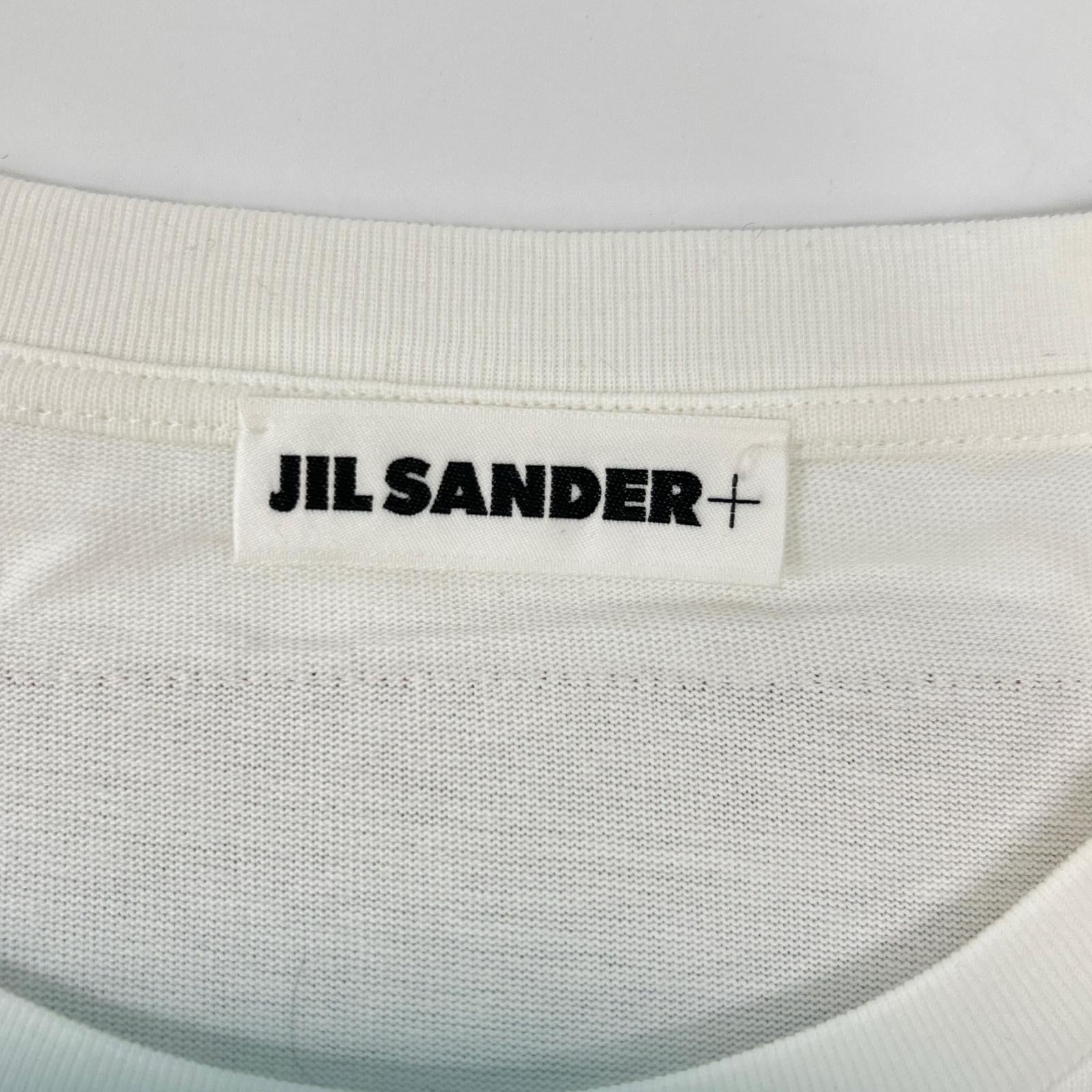 JIL SANDER+ ジルサンダープラス J47GC0153 ホワイト レザーパッチ ロゴTシャツ トップス
