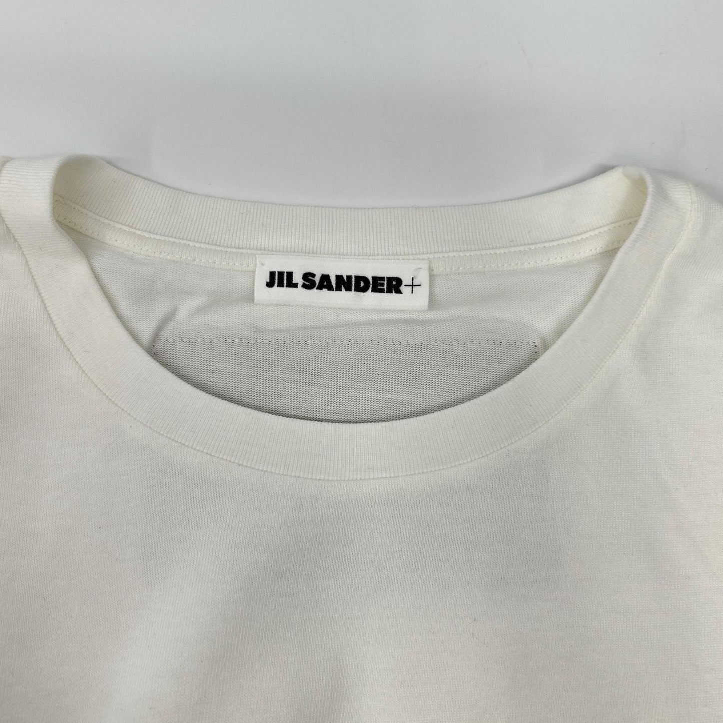 JIL SANDER+ ジルサンダープラス J47GC0153 ホワイト レザーパッチ ロゴTシャツ トップス