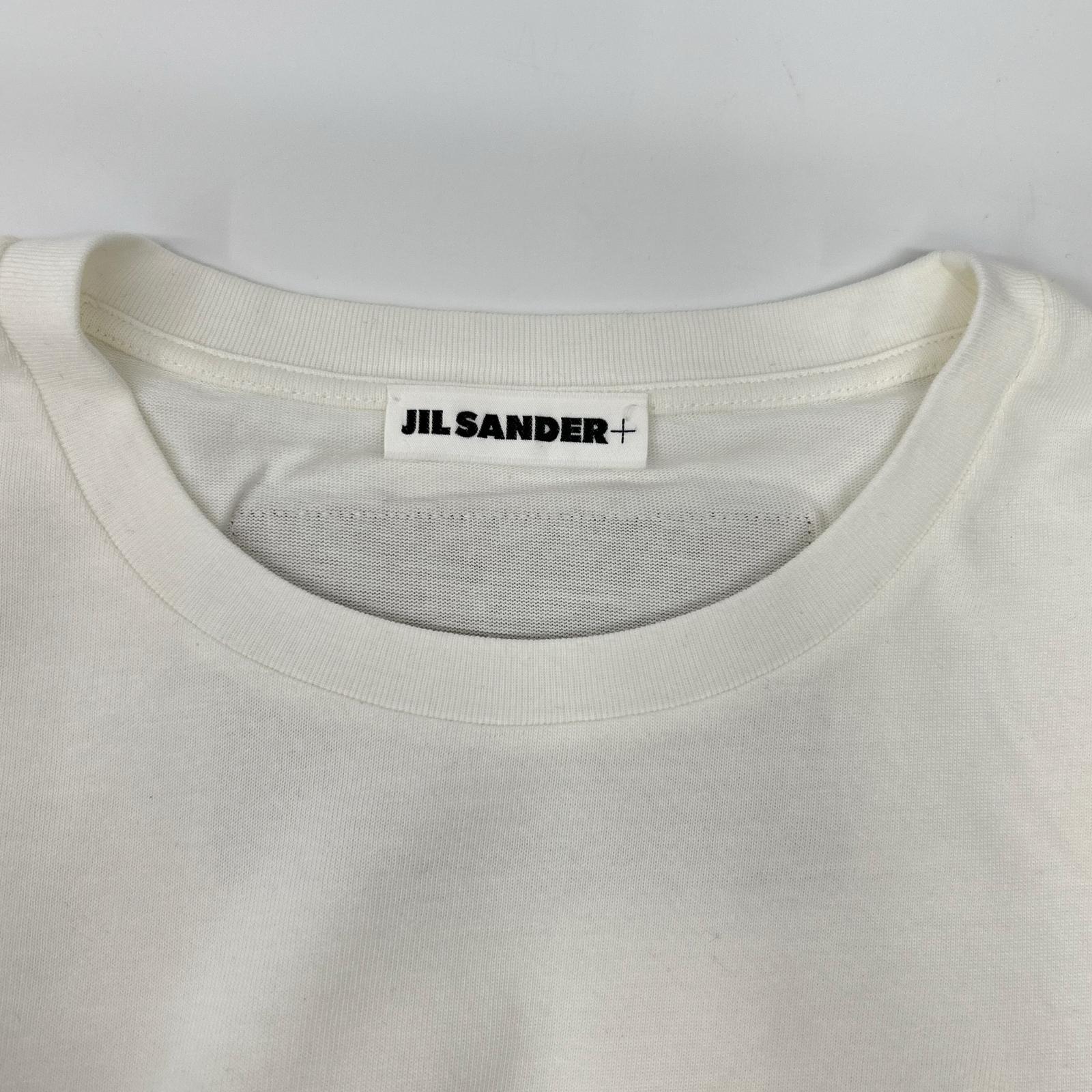 JIL SANDER+ ジルサンダープラス J47GC0153 ホワイト レザーパッチ ロゴTシャツ トップス