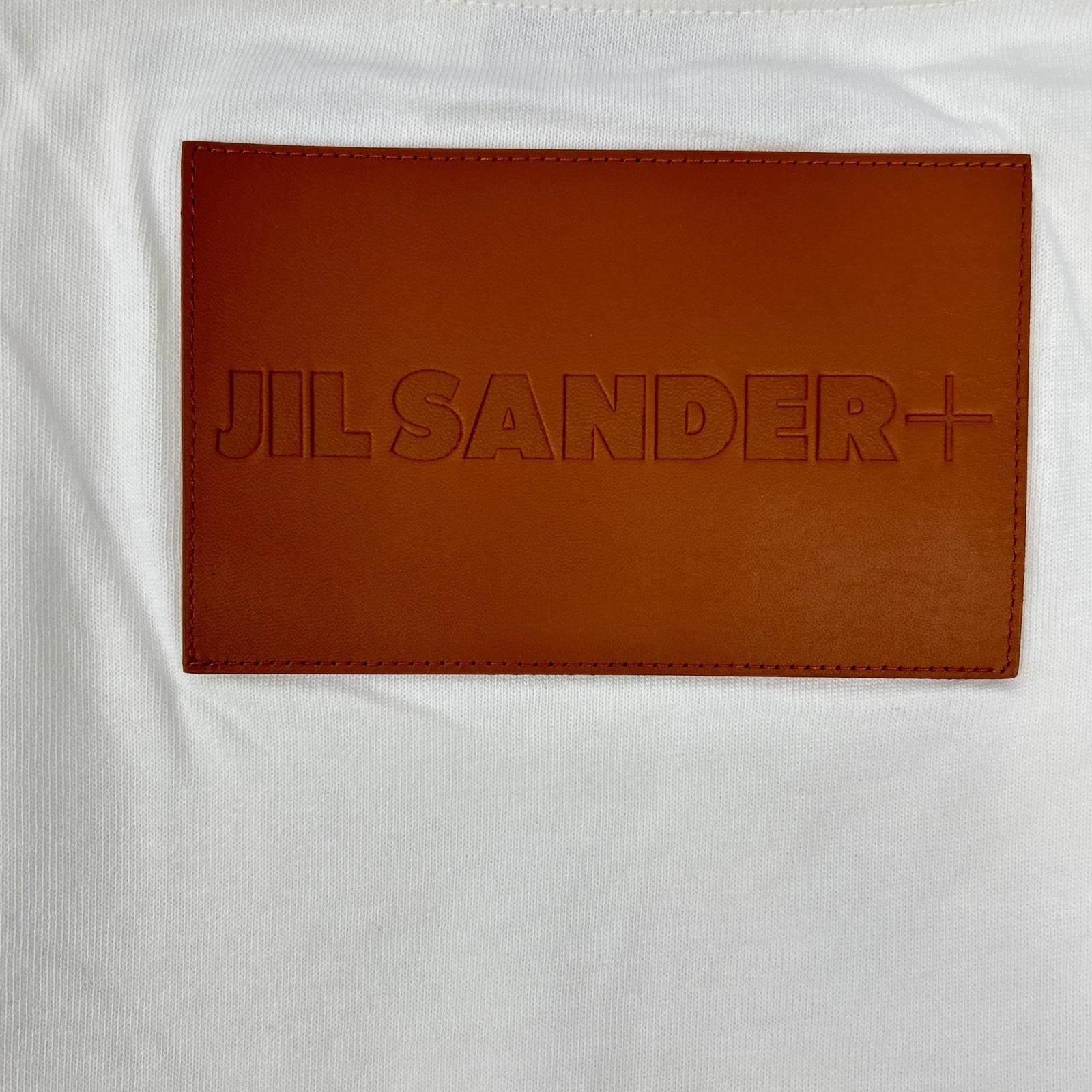 JIL SANDER+ ジルサンダープラス J47GC0153 ホワイト レザーパッチ ロゴTシャツ トップス