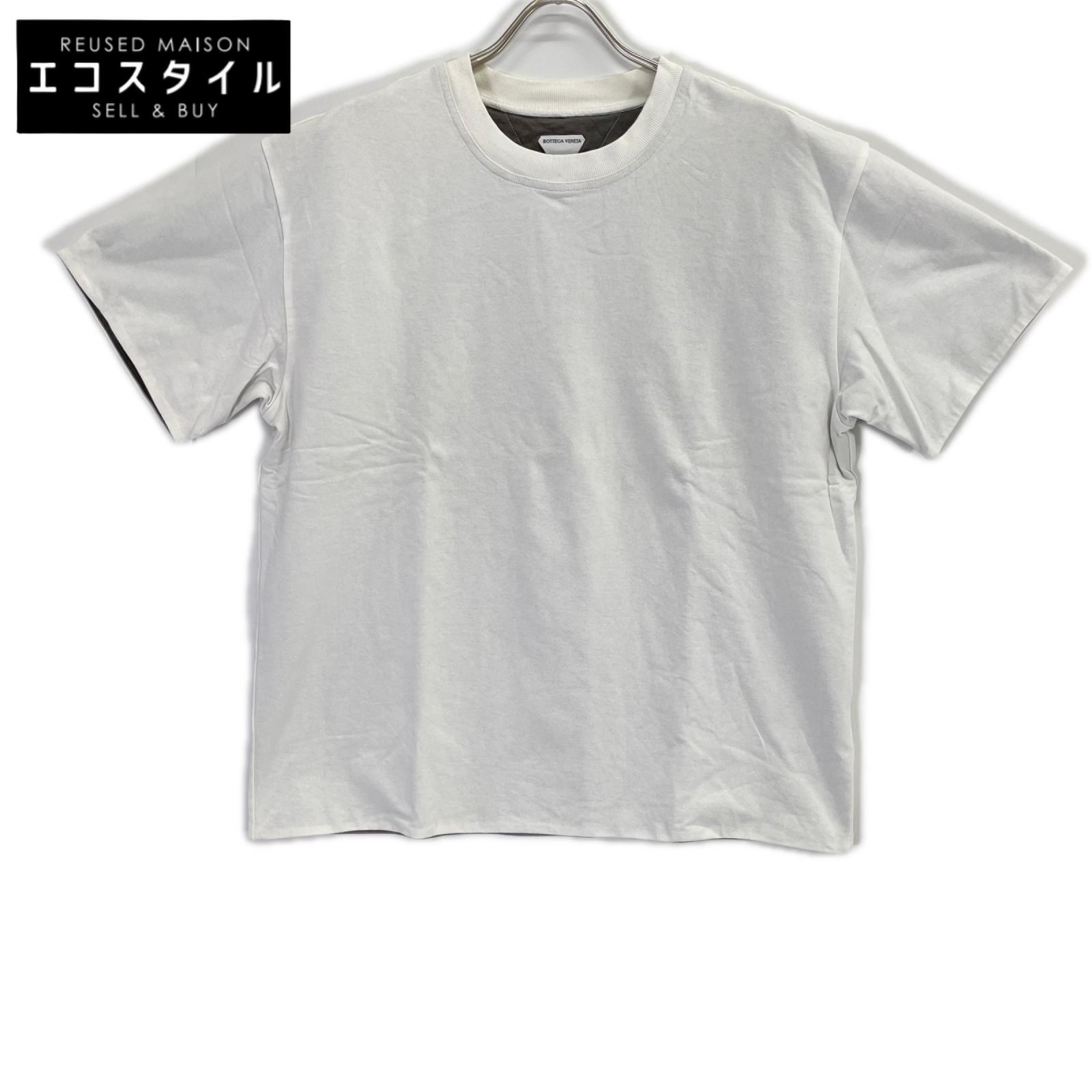 BOTTEGA VENETA ボッテガヴェネタ 744998 ホワイト リラックスフィット ダブルレイヤー コットンTシャツ トップス