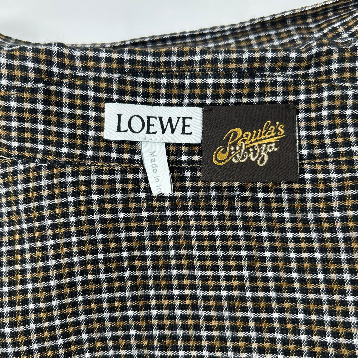 LOEWE ロエベ ブラック×イエロー パウラズ・イビザ マイクロチェック シャツ トップス