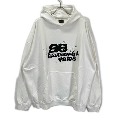 BALENCIAGA バレンシアガ ホワイト×ブラック BB ICON フーディー トップス
