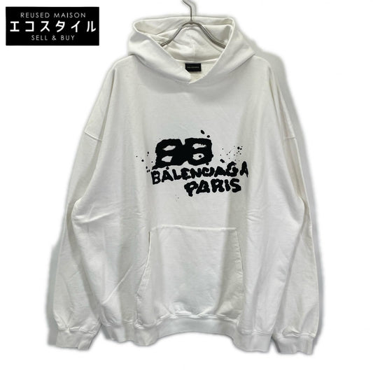BALENCIAGA バレンシアガ ホワイト×ブラック BB ICON フーディー トップス