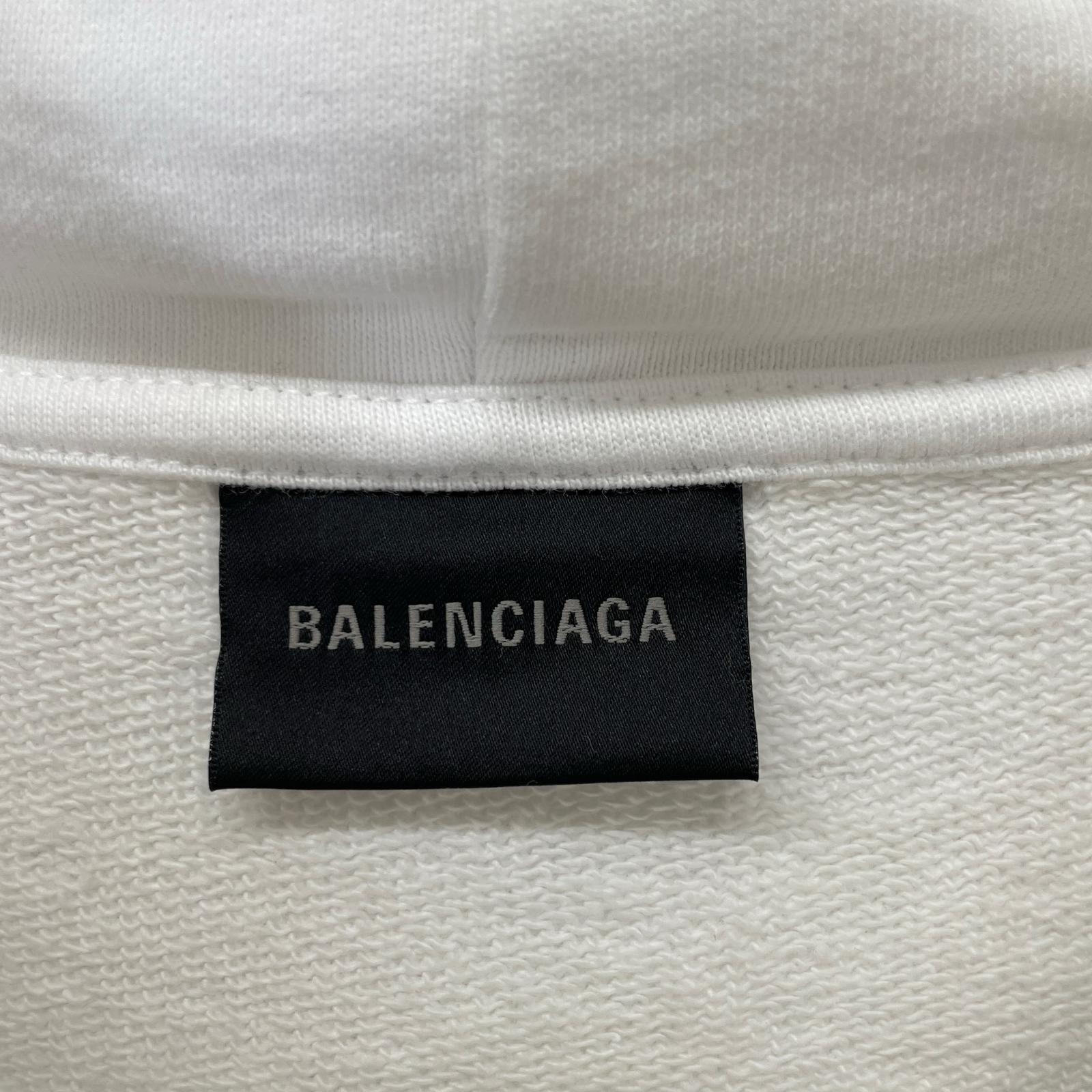 BALENCIAGA バレンシアガ ホワイト×ブラック BB ICON フーディー トップス