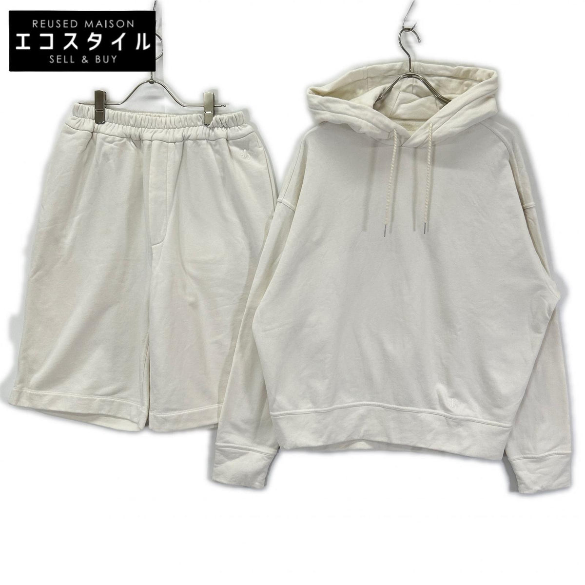 JIL SANDER+ White Sweatshirt Half Pants and Hoodie Tops