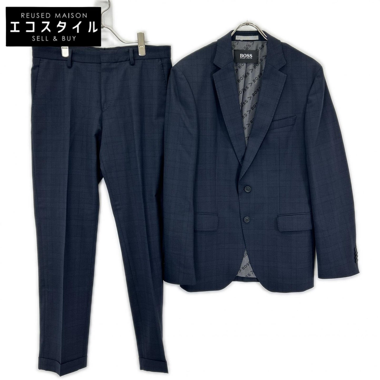 HUGOBOSS ヒューゴボス 10237570 ネイビー グレンチェック スーツセットアップ スーツ セットアップ