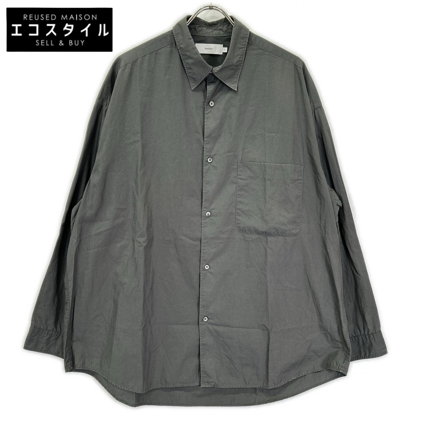 Graphpaper グラフペーパー グレー BROAD L/S OVERSIZED REGULAR COLLAR SHIRT トップス