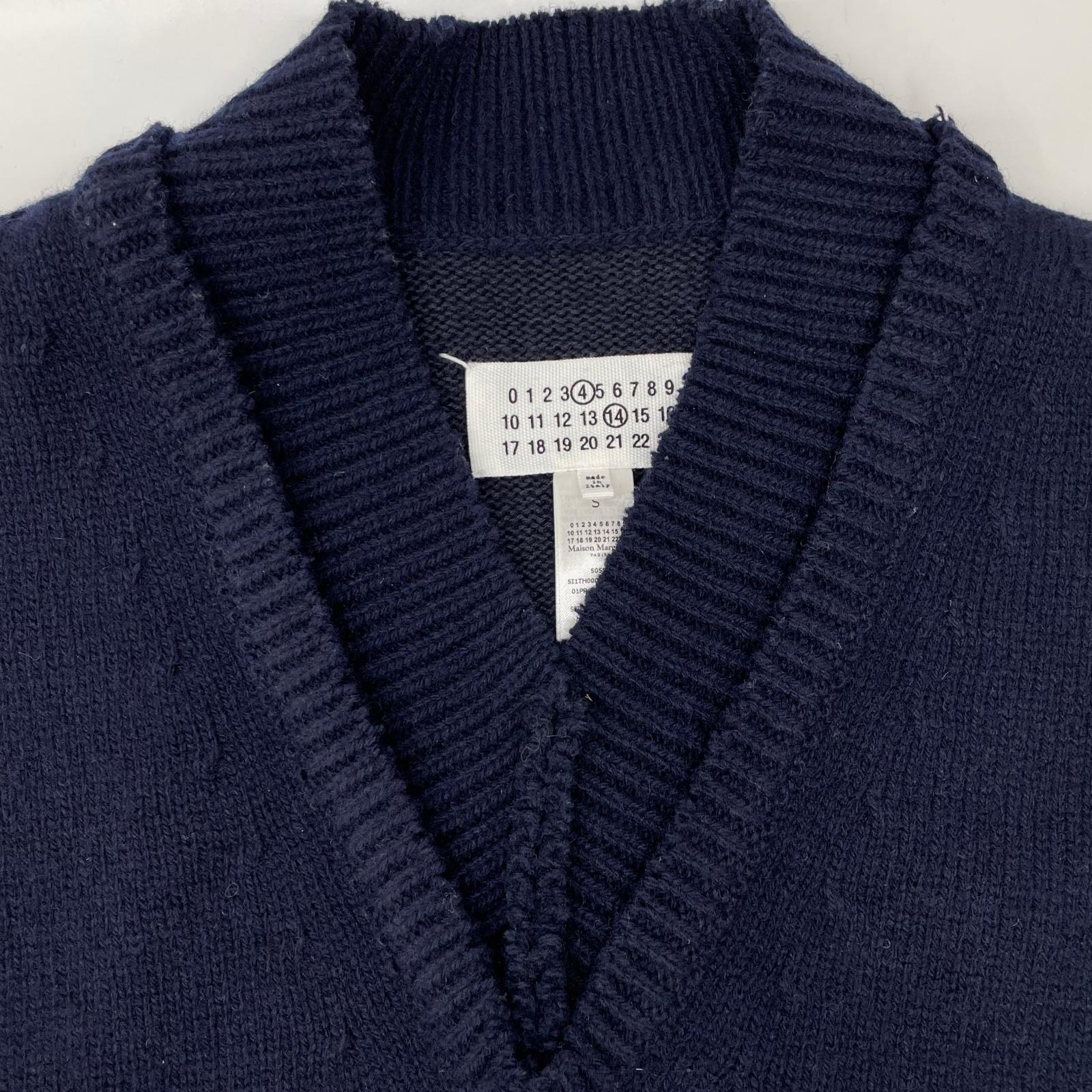 Maison margiela メゾンマルジェラ 24年製 SI1TH0001 S18064ネイビー タバード Vネック ジレ ベスト