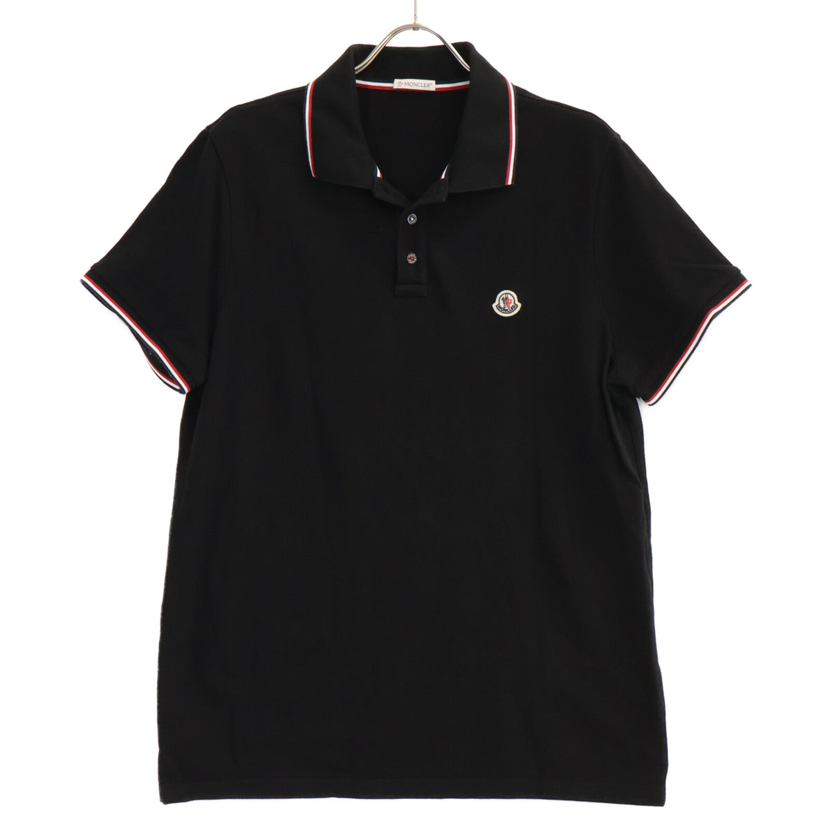 MONCLER モンクレール 23年製 ブラック ロゴワッペン コットン ポロシャツ トップス