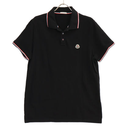 MONCLER モンクレール 23年製 ブラック ロゴワッペン コットン ポロシャツ トップス