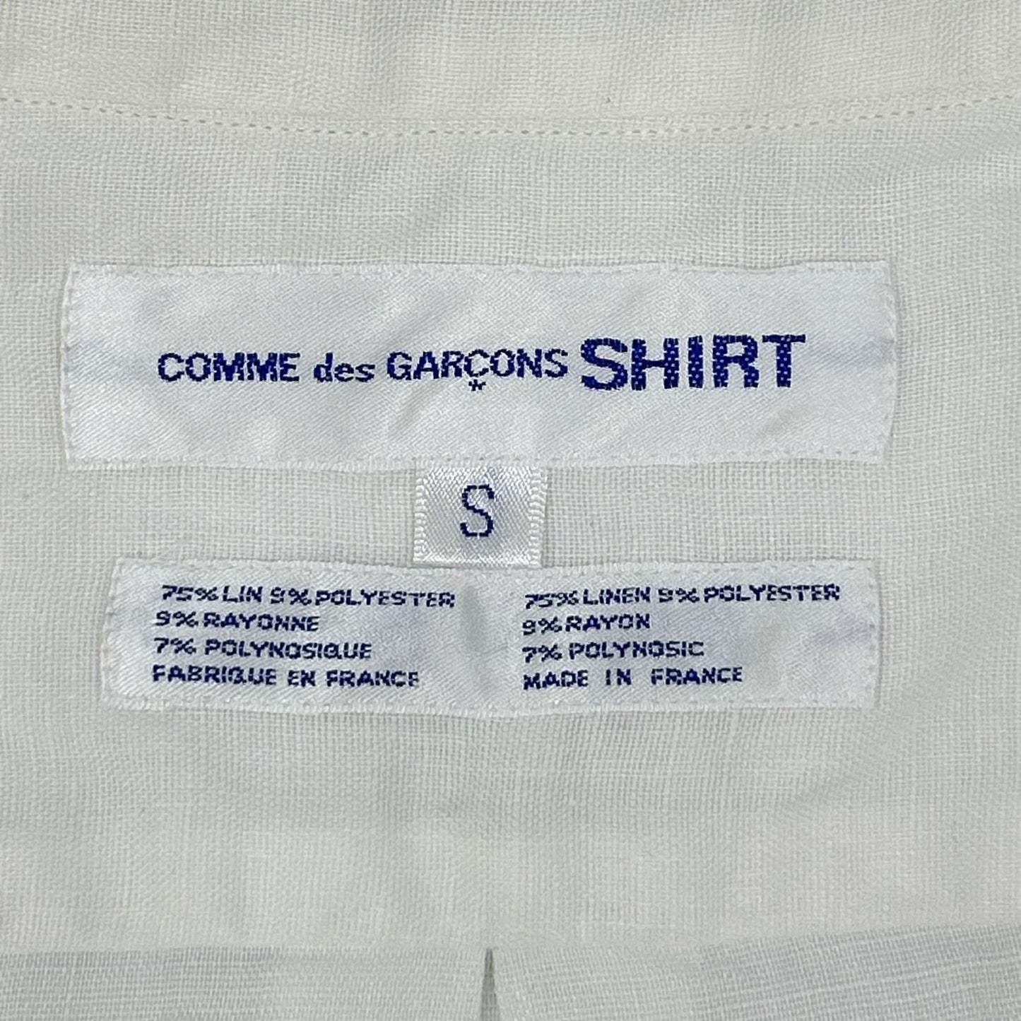 COMMEdesGARCONS SHIRT コムデギャルソンシャツ S10056 ホワイト リネン ピンク刺繍デザイン 半袖シャツ トップス