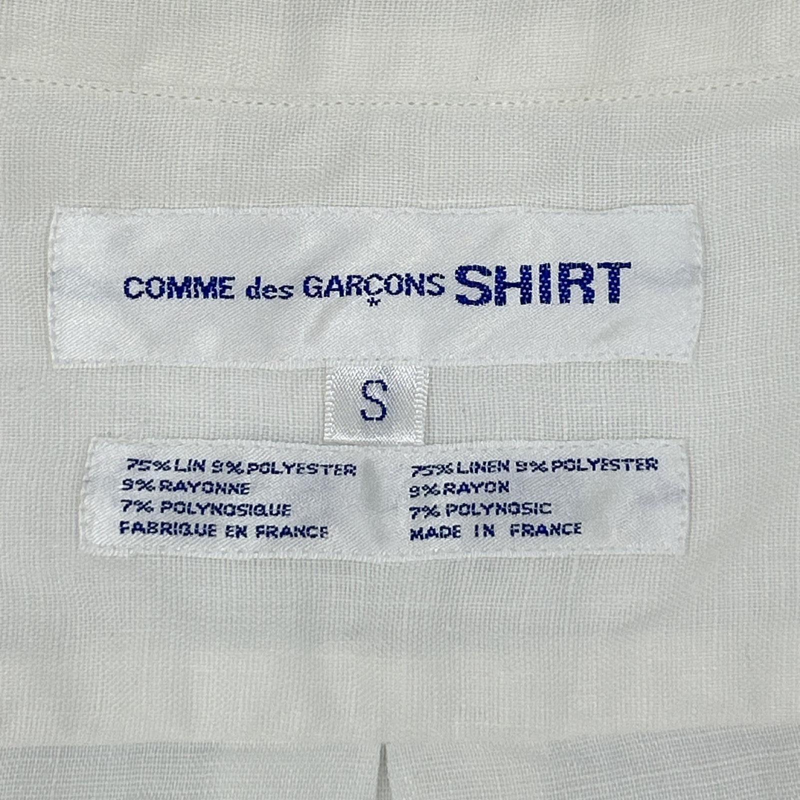 COMMEdesGARCONS SHIRT コムデギャルソンシャツ S10056 ホワイト リネン ピンク刺繍デザイン 半袖シャツ トップス