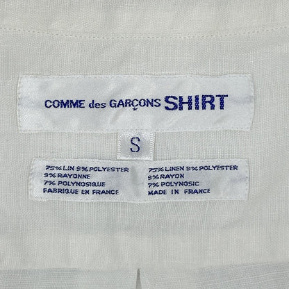 COMMEdesGARCONS SHIRT コムデギャルソンシャツ S10056 ホワイト リネン ピンク刺繍デザイン 半袖シャツ トップス