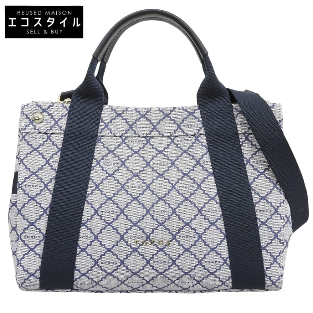 TOCCA トッカ 美品 モノグラム 2way ショルダーバッグ レディース ネイビー×グレー ショルダーバッグ