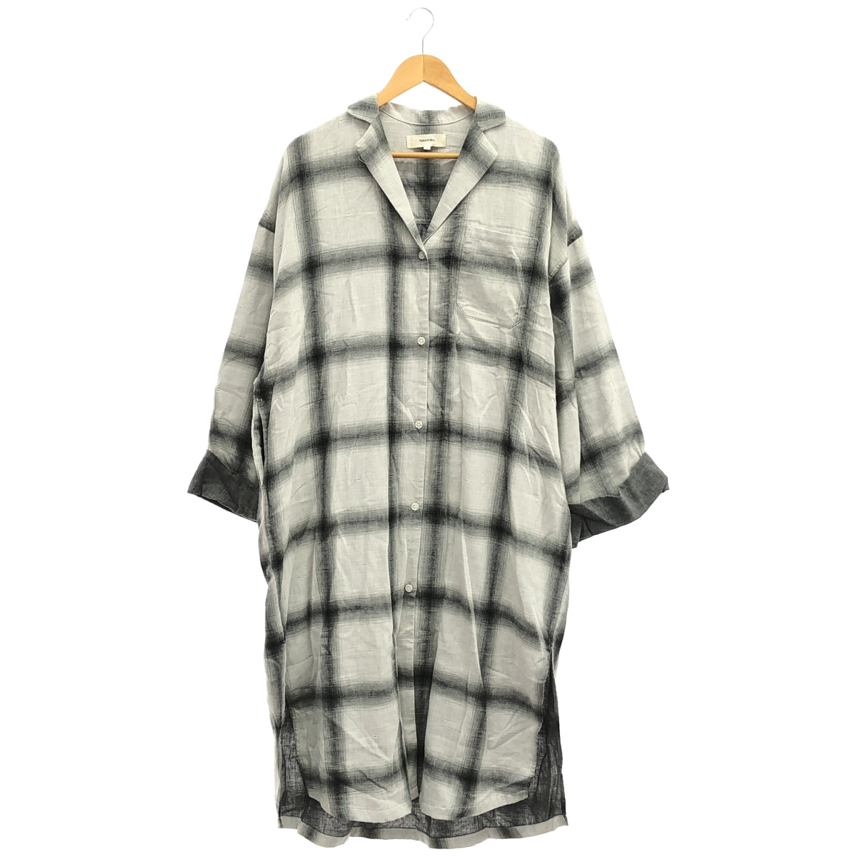 TODAYFUL トゥデイフル 11910417 グレー チェック柄 コットン ロングシャツ トップス