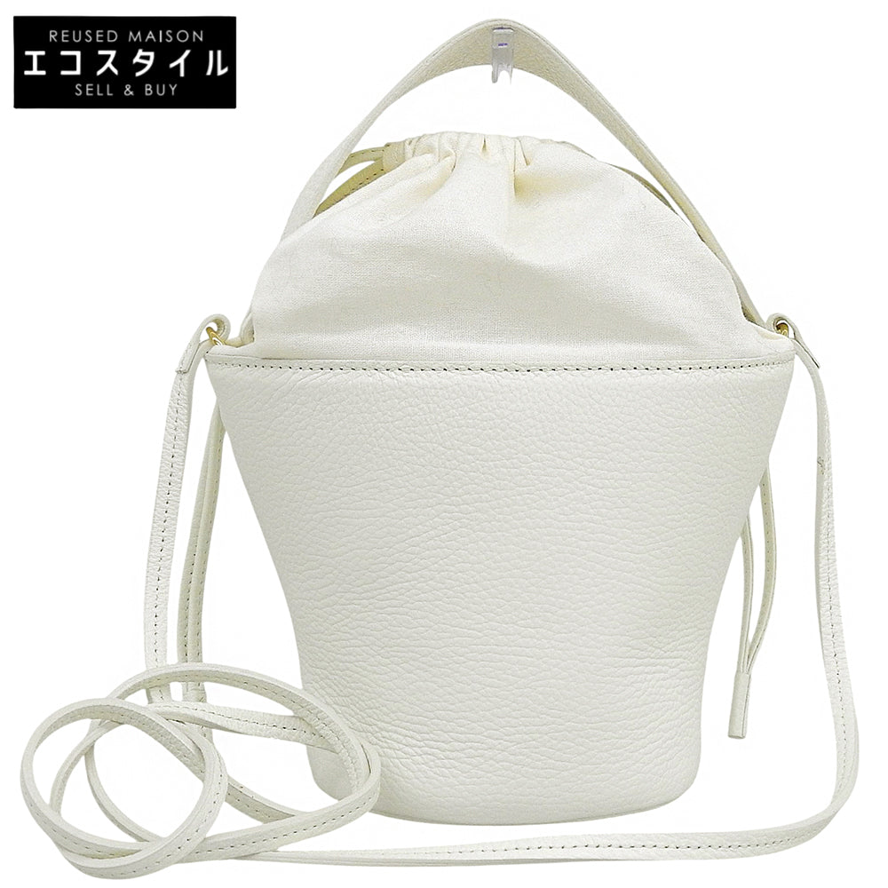 AYAKO アヤコ 美品 レザー 2WAY 巾着バッグ ショルダーバッグ ハンドバッグ レディース ホワイト ハンドバッグ