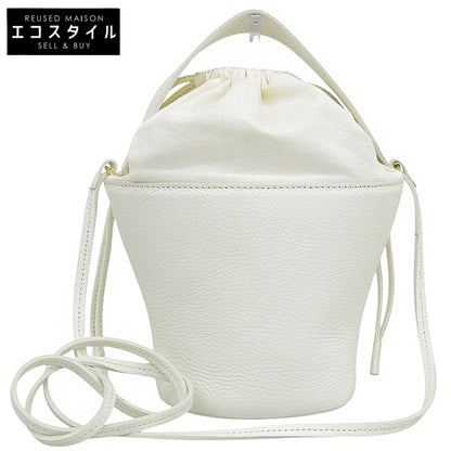 AYAKO アヤコ 美品 レザー 2WAY 巾着バッグ ショルダーバッグ ハンドバッグ レディース ホワイト ハンドバッグ