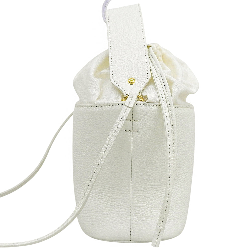 AYAKO アヤコ 美品 レザー 2WAY 巾着バッグ ショルダーバッグ ハンドバッグ レディース ホワイト ハンドバッグ