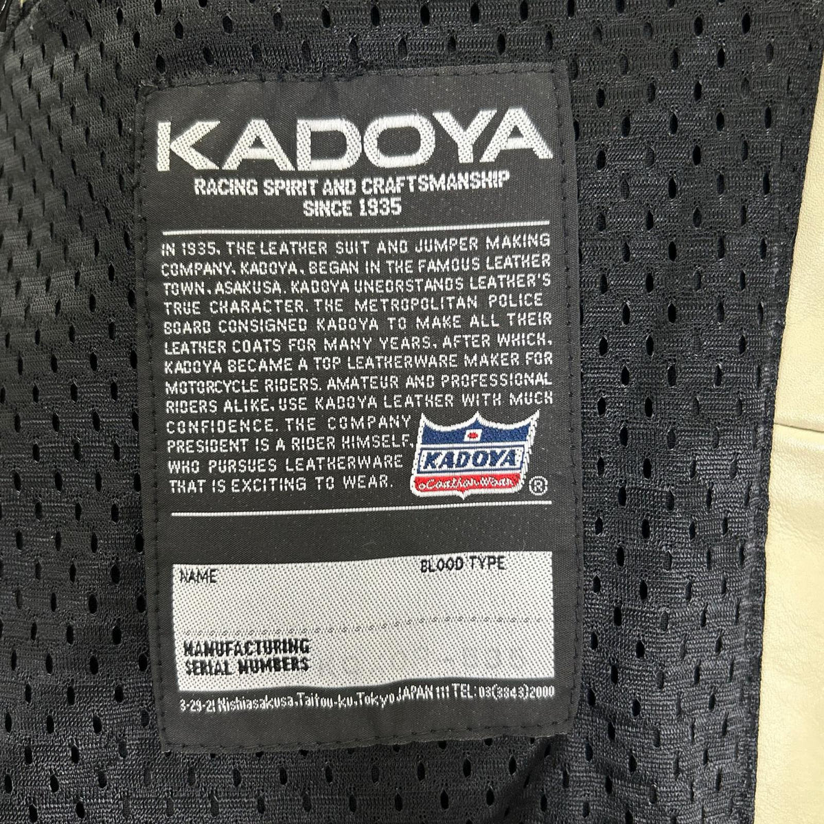KADOYA カドヤ Ivory Cowhide Single Rider Jacket Jacket