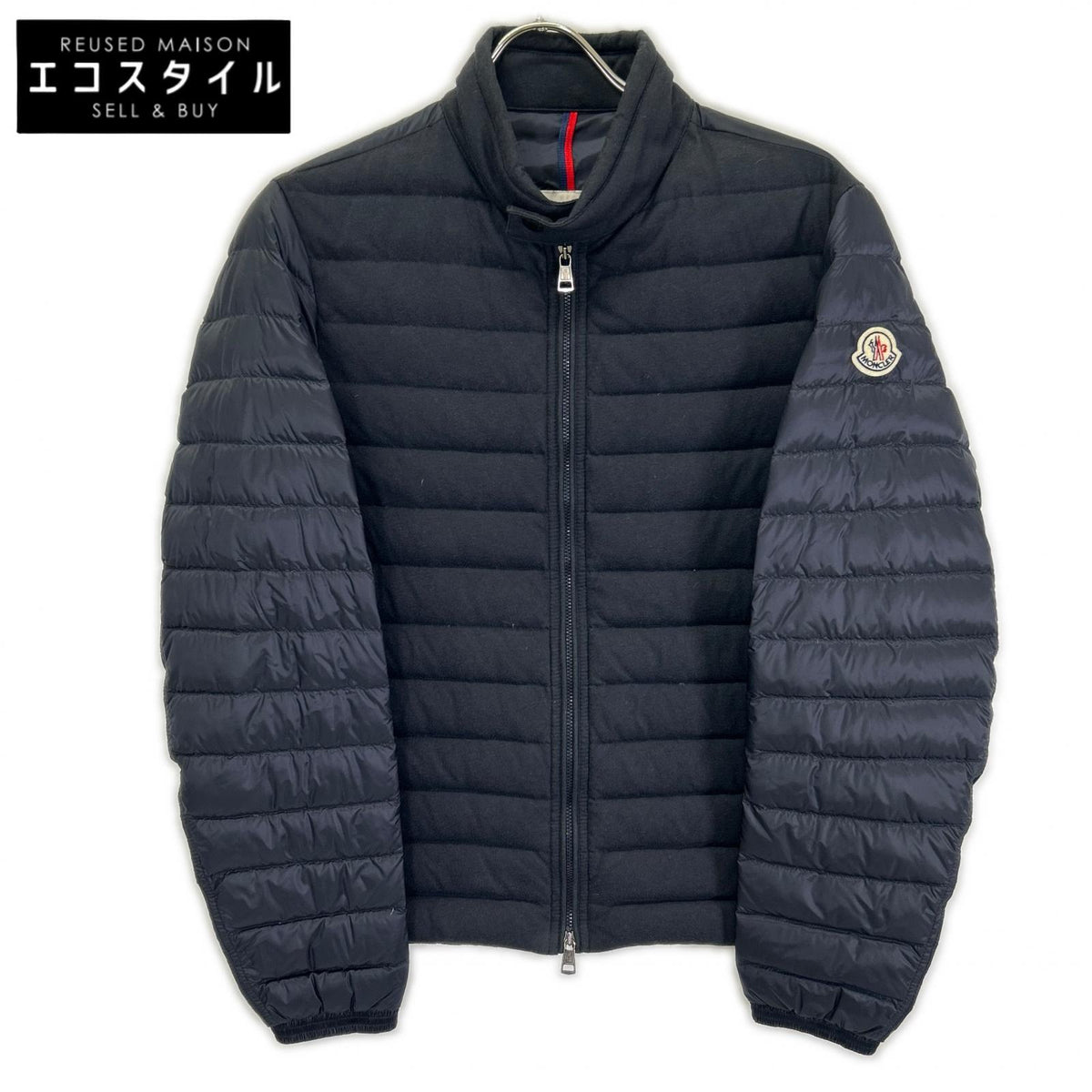 MONCLER モンクレール Navy ENGUERRAND Nylon×Cotton Panelled Down Jacket Jacket