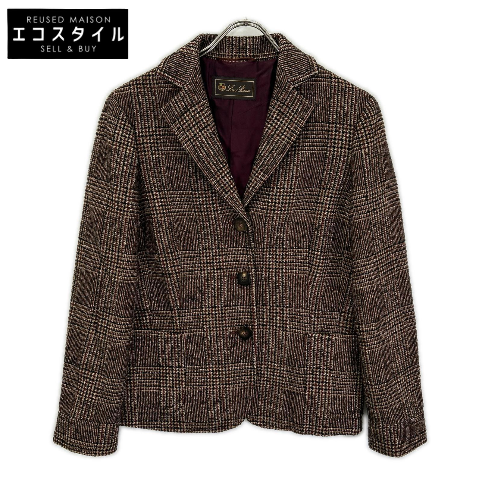 Loro Piana ロロピアーナ ブラウン グレンチェック テーラードジャケット ジャケット